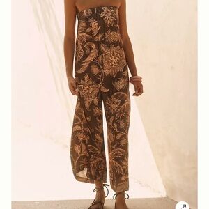 FARM Rio Tropical Brown Strapless Jumpsuit